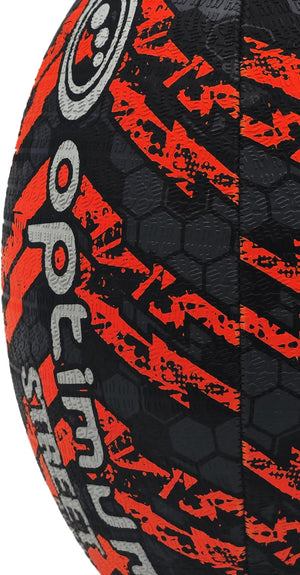 Street Rugby Ball Size 5 – Black/Orange, Durable, High Visibility - Optimum