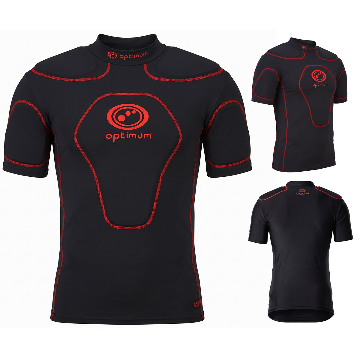 Optimum Origin Maglia Protettiva Rugby Rossa | Imbottita, da Bambino a XXL