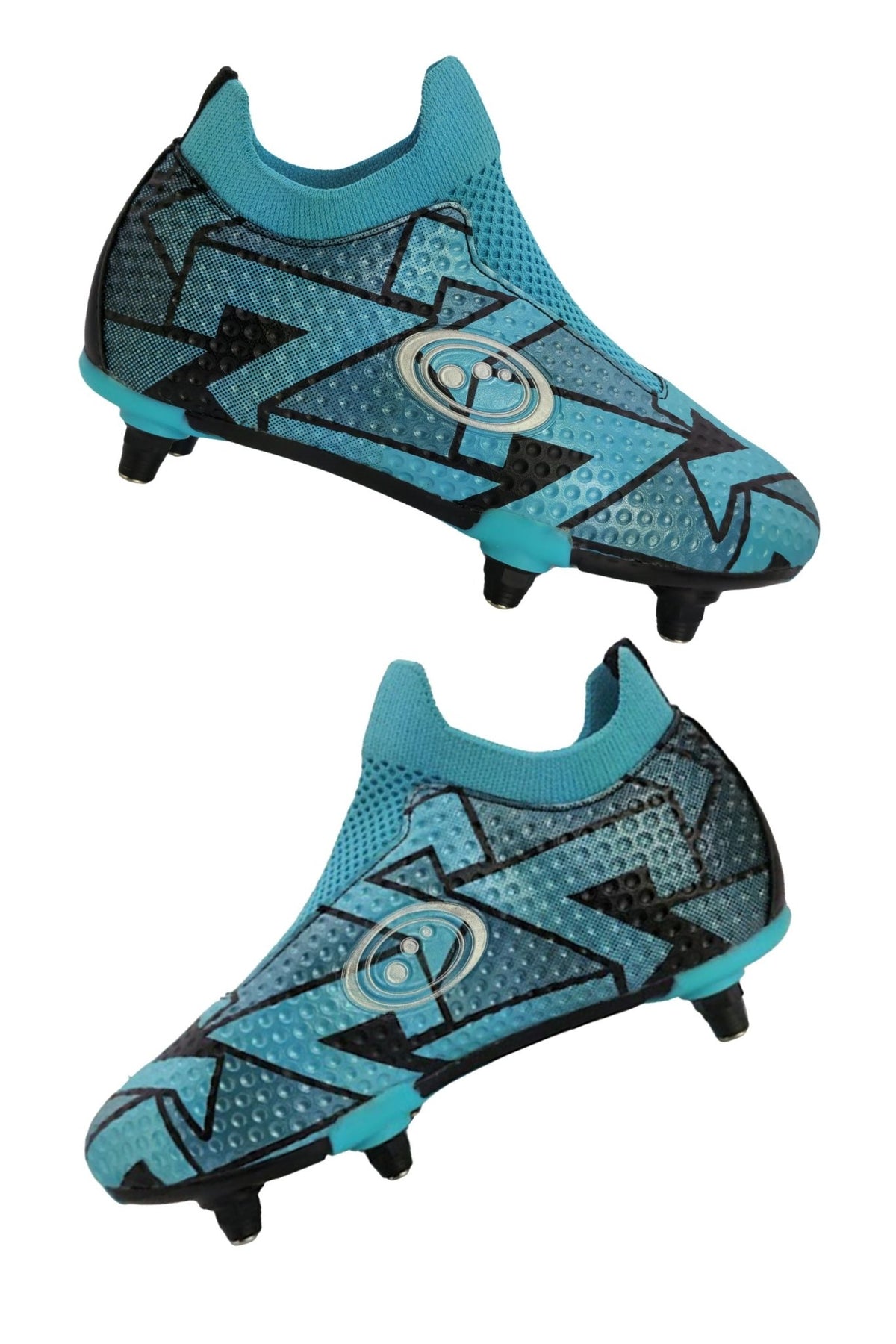 Aztec Junior Laceless Football Boots – Easy-Fasten Blue 6-Stud - Optimum