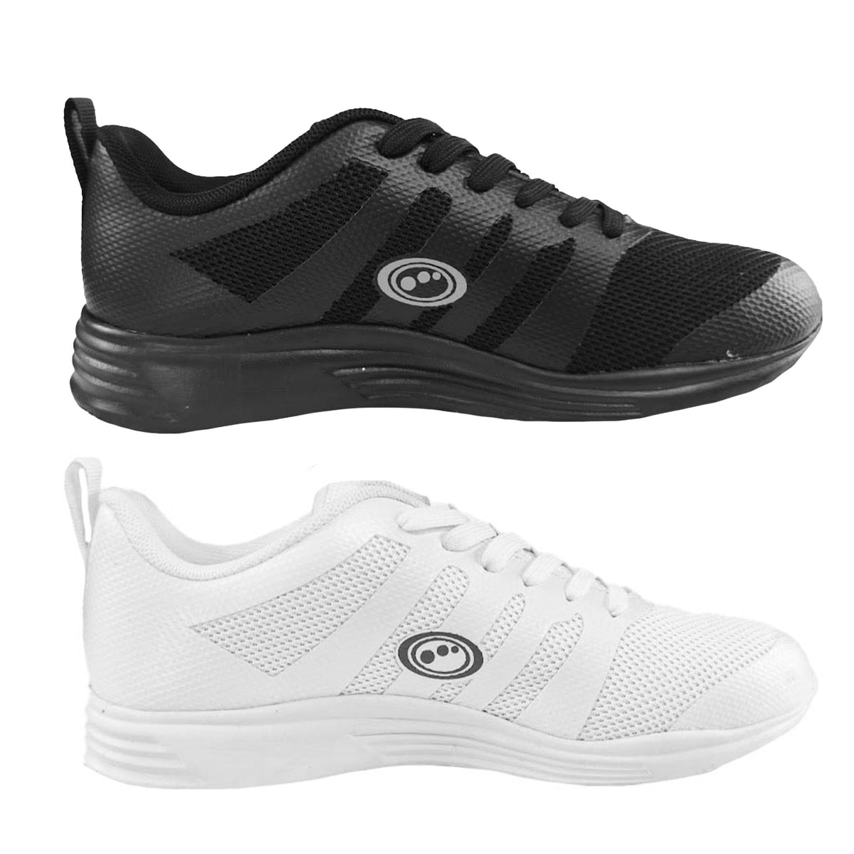 Mesh Top Lace-Up School Trainers (Junior) – Non-Marking White & Black - Optimum