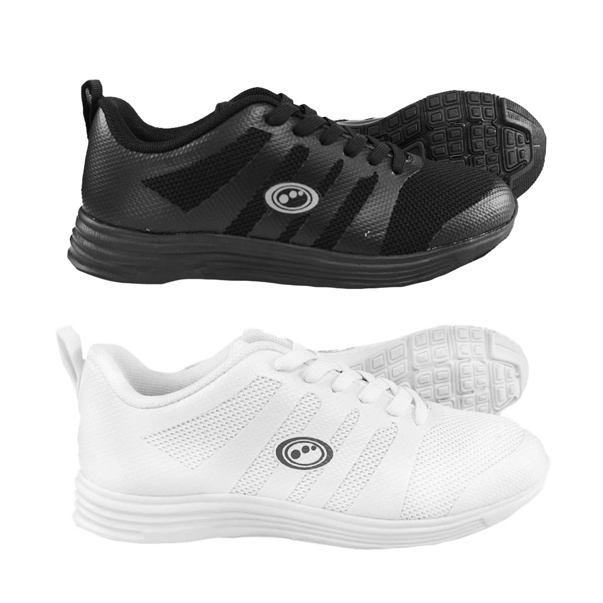 Mesh Top Lace-Up School Trainers (Junior) – Non-Marking White & Black - Optimum