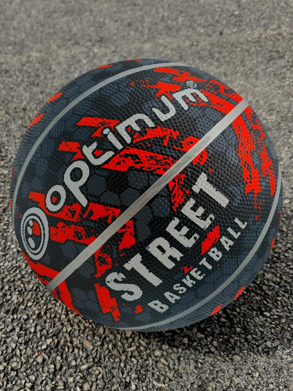 Street Basketball Size 7 – Black/Orange, Durable Grip for All Surfaces - Optimum