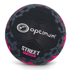 Street Football – Pink, tyre-grip Korean rubber match & training ball, all surfaces, Sizes Mini–5 - Optimum