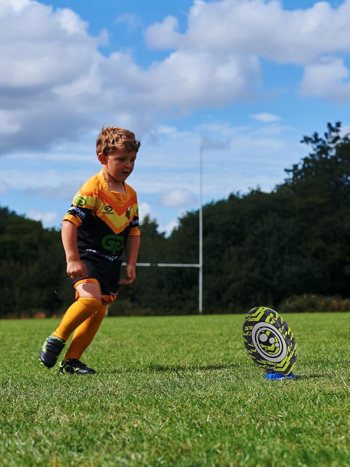 Street Rugby Ball Size 3 – Black/Yellow, Durable, Outdoor Use - Optimum