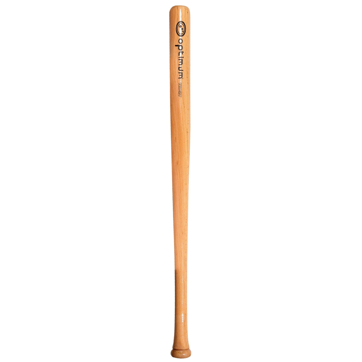 Optimum Velocity 32 wooden baseball bat in natural finish with black logo, full length view - Optimum