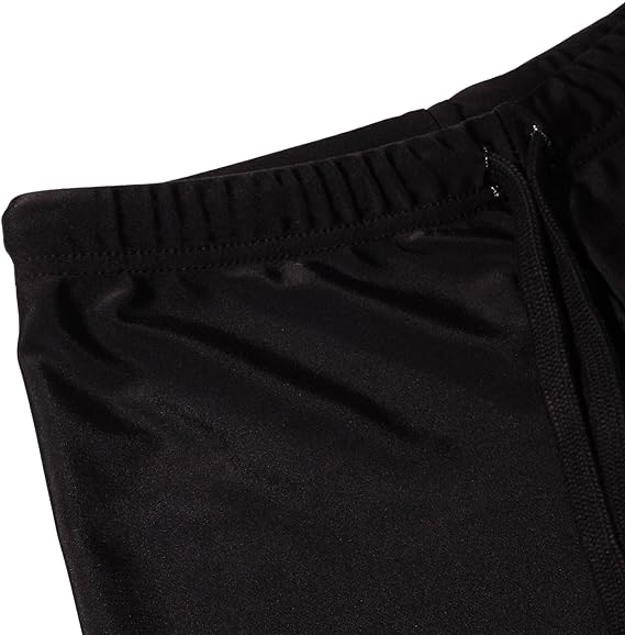 Close-up of black Optimum Multi-X shorts elasticated waistband corner, on white - Optimum