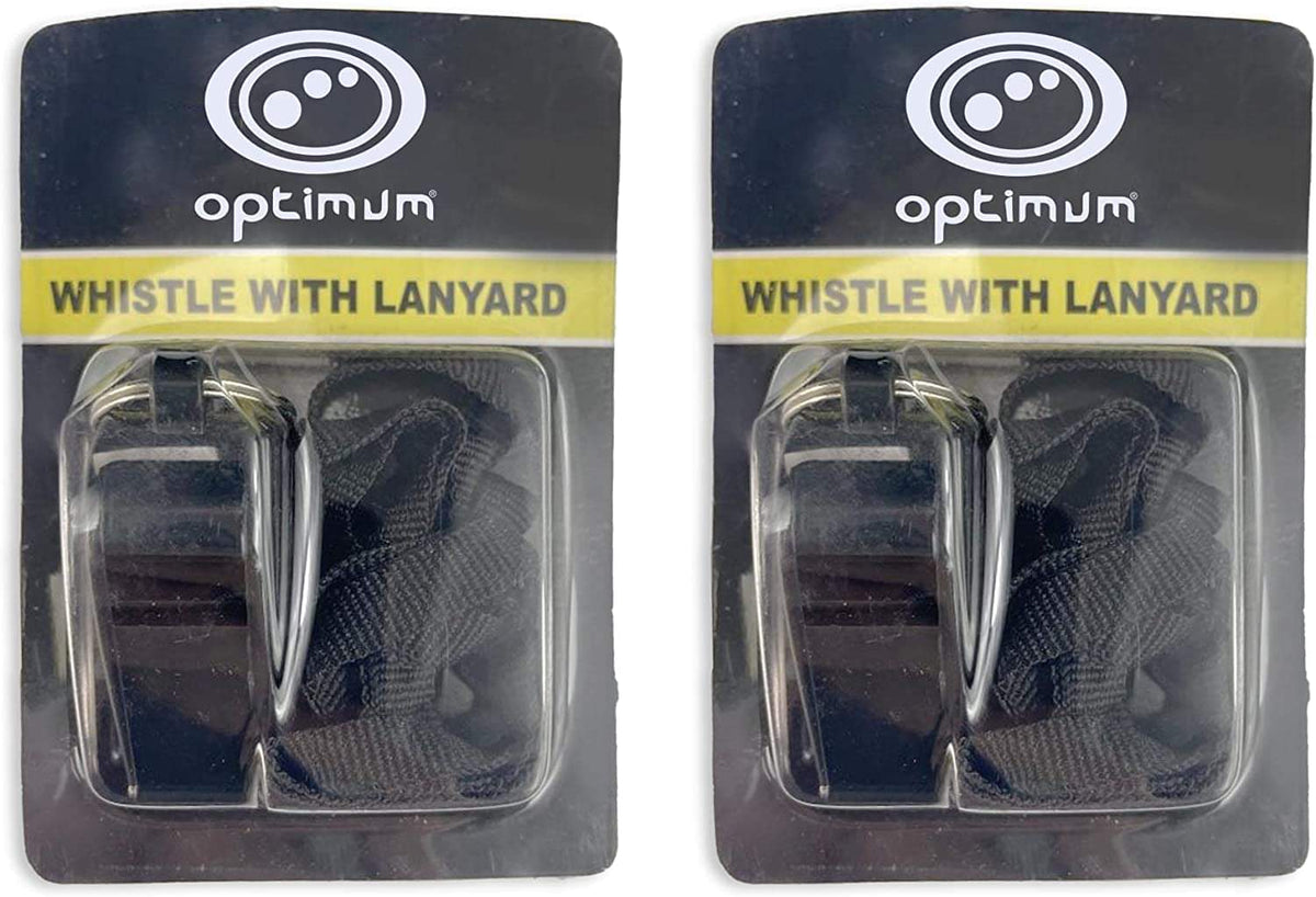 Plastic Sports Whistles with Lanyard – Pack of 2 - Optimum