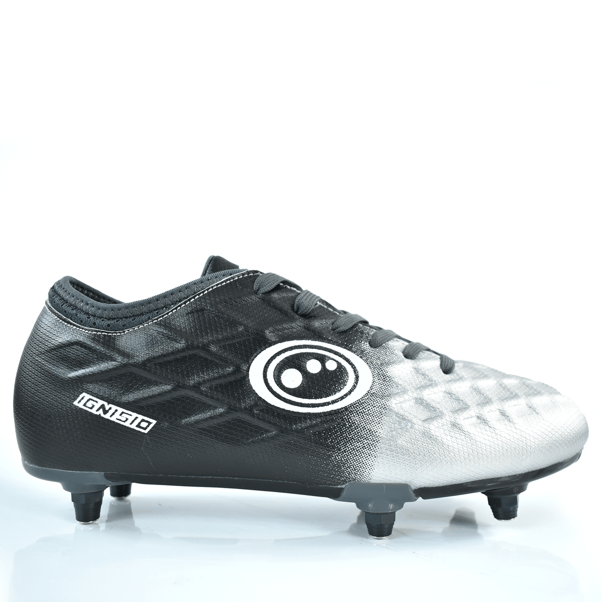 Senior Silver Fade Ignisio Football Boot – 6-Stud, Lace-Up, Sizes 7-12 - Optimum